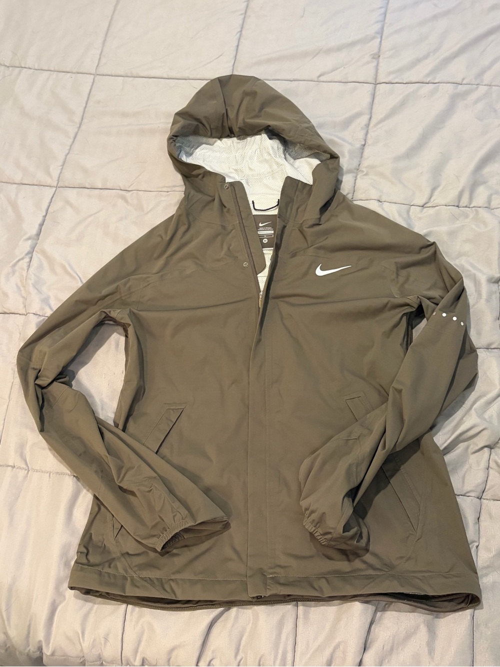 Nike Olive Green Hooded Utility Jacket with White Swoosh